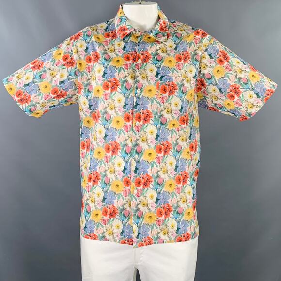 R13 SS18 Size XL Multi Color Floral Cotton One Pocket Short Sleeve Skater Shirt - Picture 1 of 8